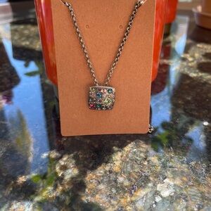 Patricia Locke Square Pendant Necklace with Semiprecious Stones